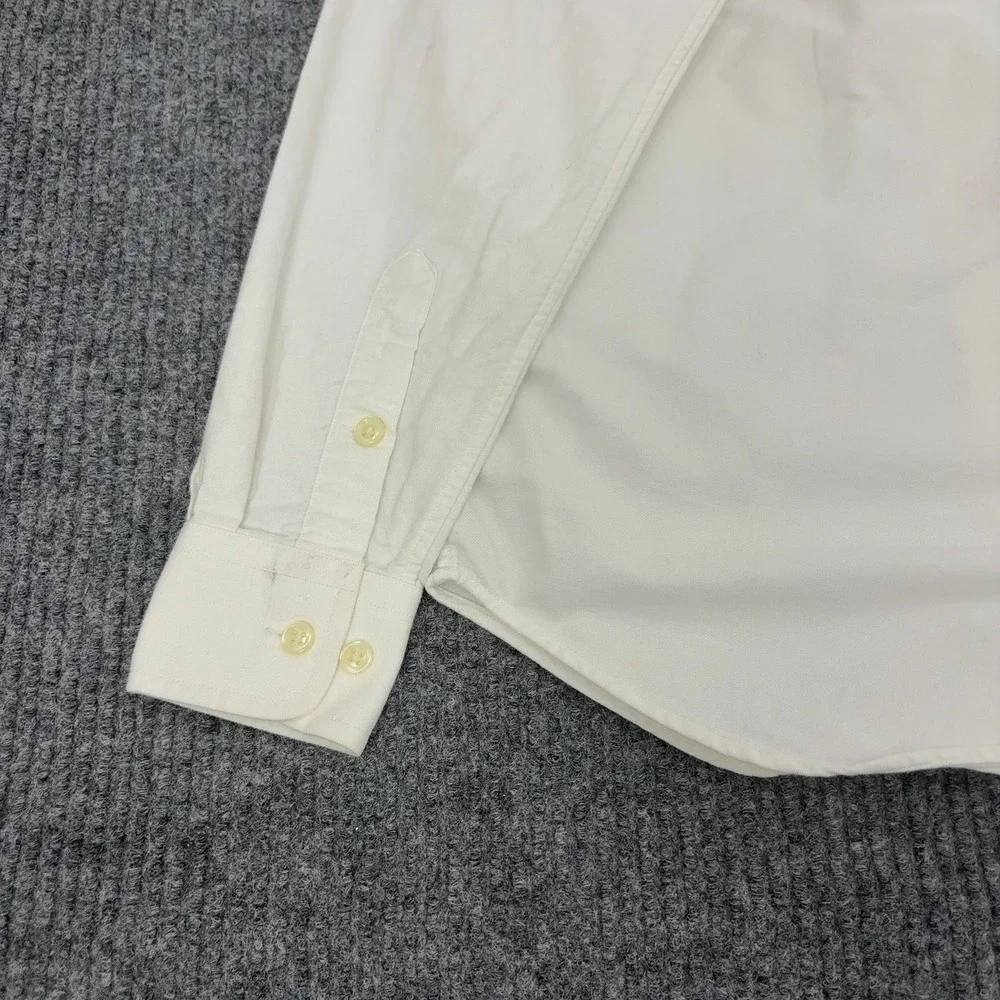 Ralph Lauren Button Down Shirt Girls 8 Cream Cotton Long Sleeve Preppy Classic